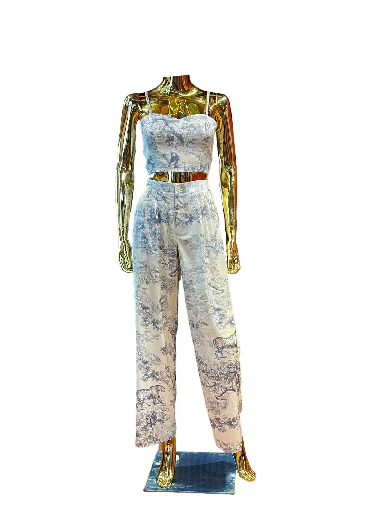 Toile Garden Jumpsuit – Blue Porcelain