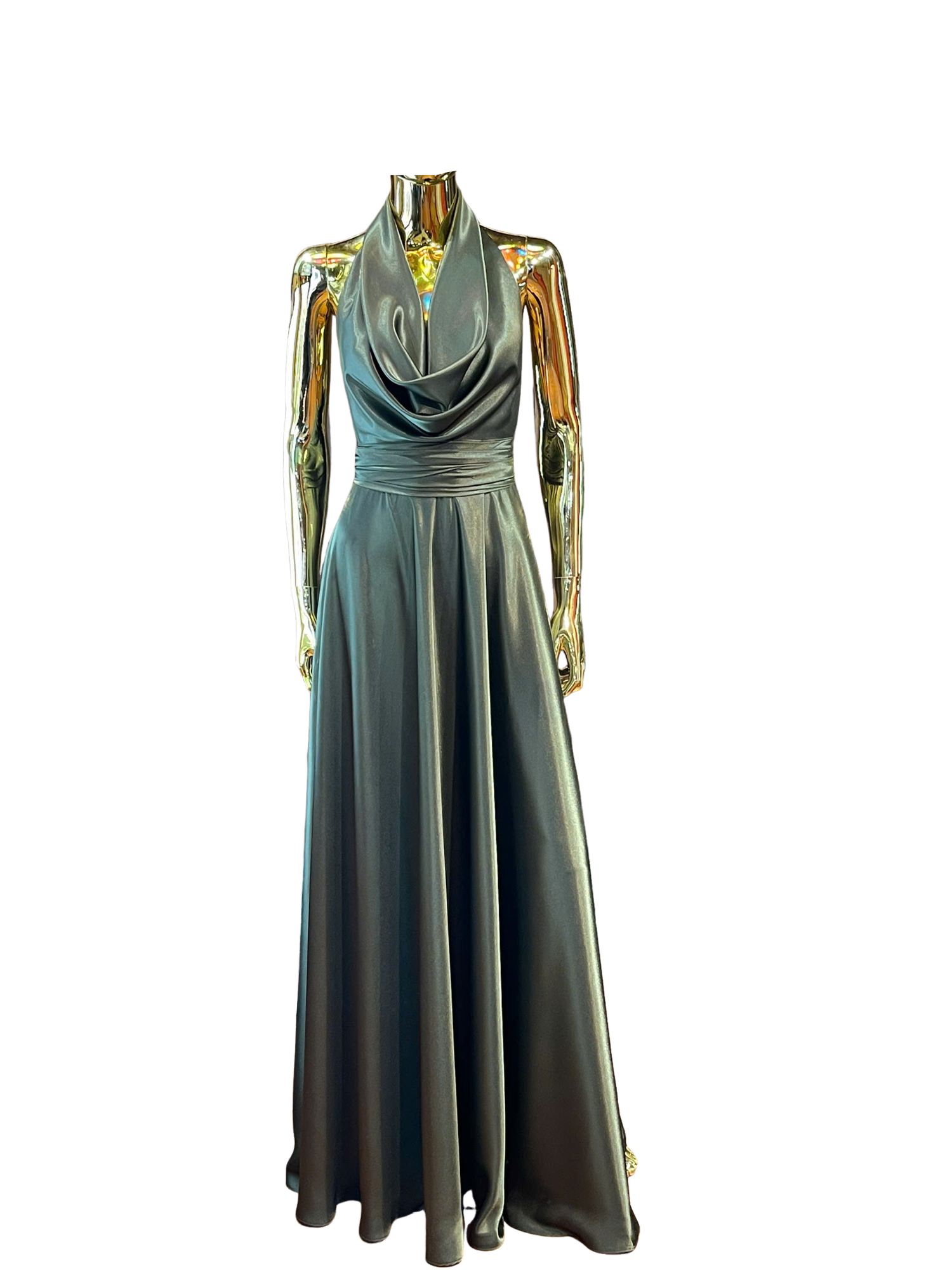 cowl neck dark Green dress