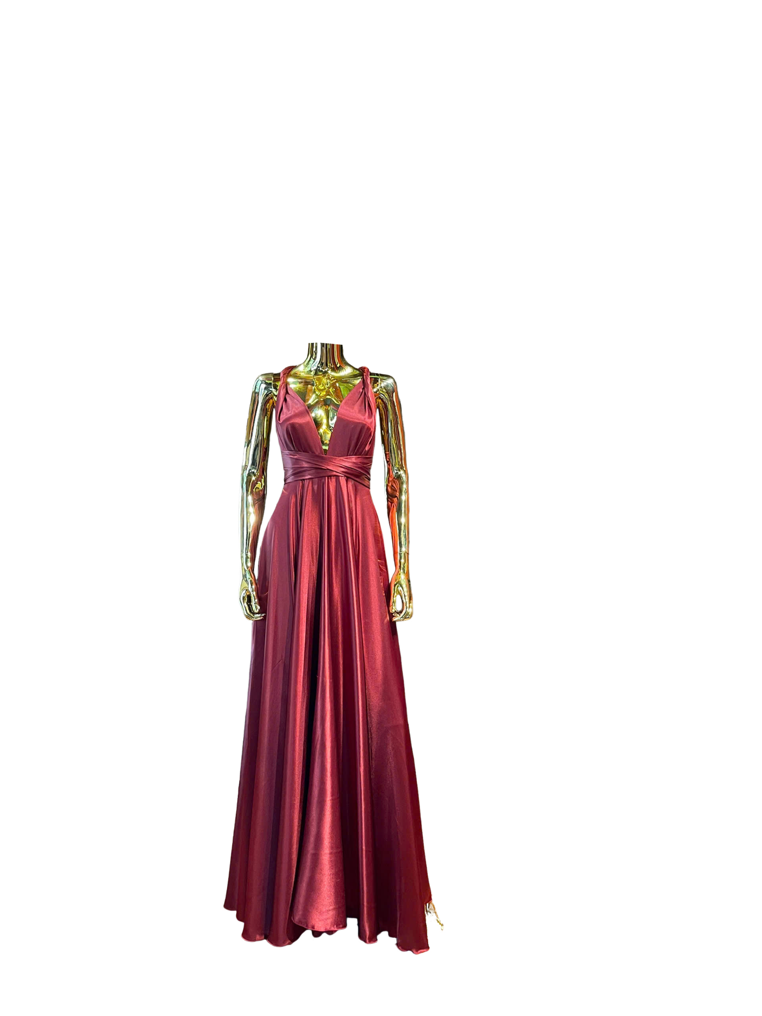 burgundy-satin-multi-purpose dress
