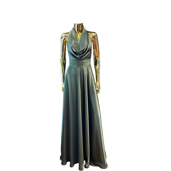 cowl neck dark Green dress