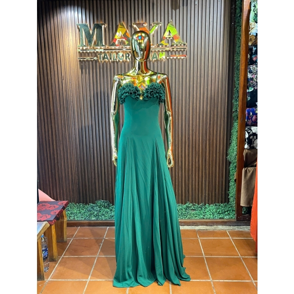  luxury green silk dress