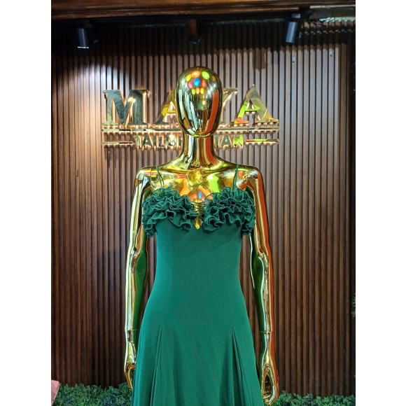  luxury green silk dress