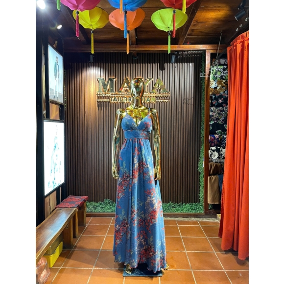 Emerald Blossom Evening Dress