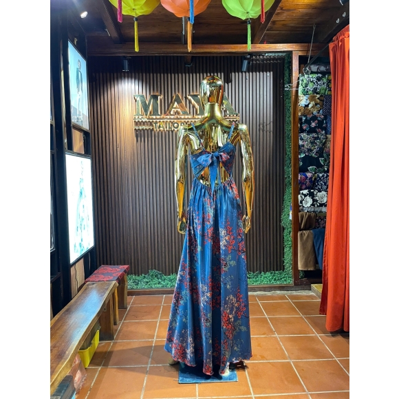 Emerald Blossom Evening Dress