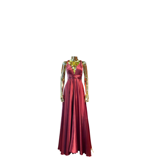 burgundy-satin-multi-purpose dress