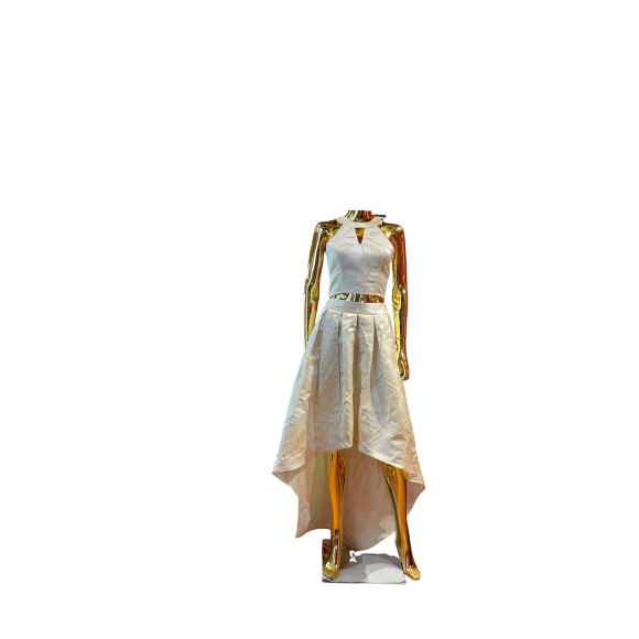 brocade white party dress