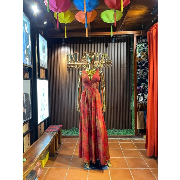 Crimson Bloom Maxi Gown